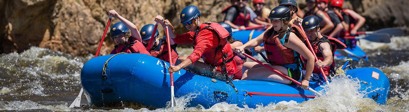 Outdoor Pursuits group white water rafting